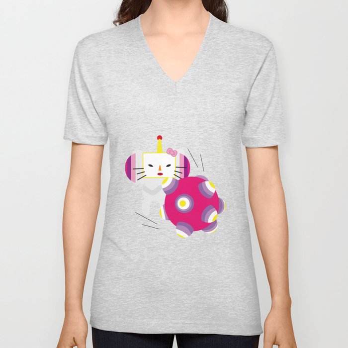 Katamari Kitty V Neck T Shirt