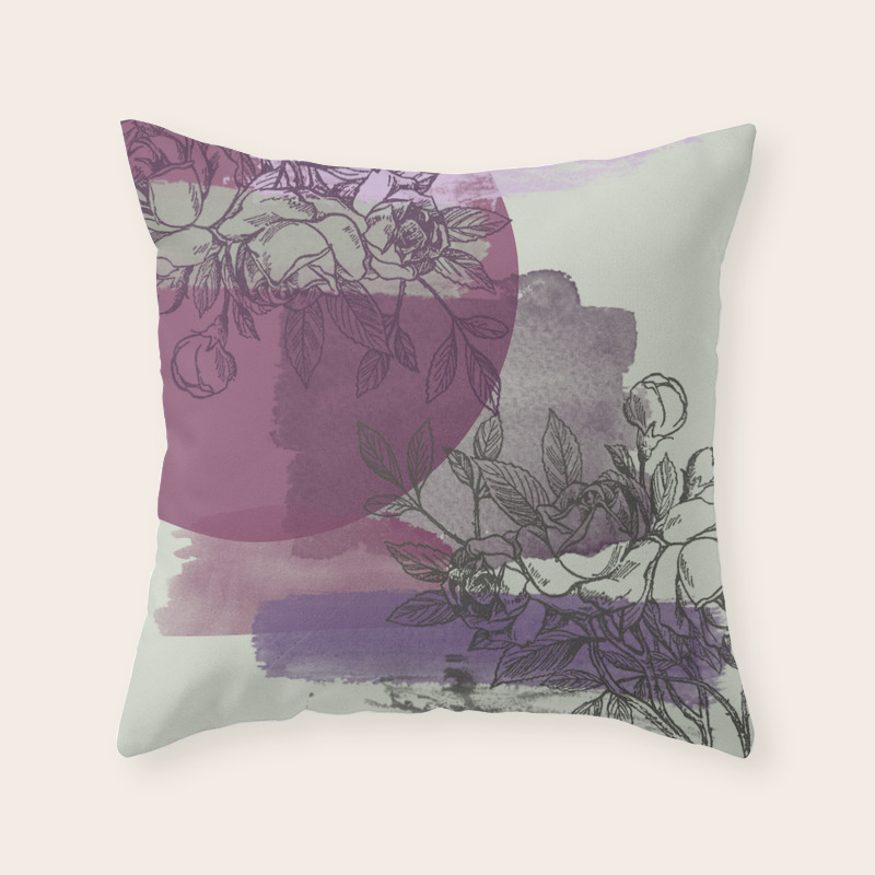 purple floral throw pillows