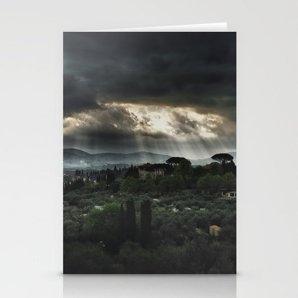Beams of light over Florence Stationery Cards