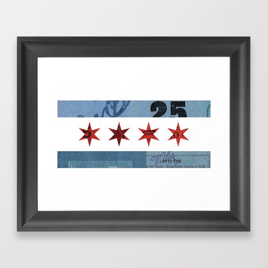 Ephemeral Chicago Flag Framed Art Print