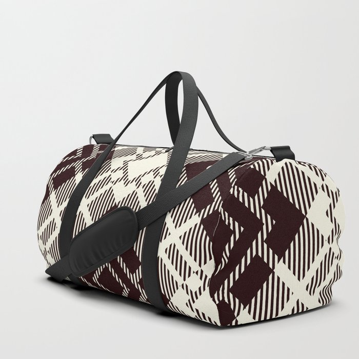 Black and White Square Pattern Duffle Bag