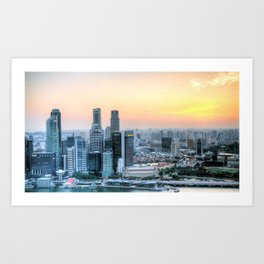 singapore sunset skyscrapers hdr Art Print