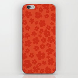 Red Retro Flowers - 60s mod vintage color iPhone Skin