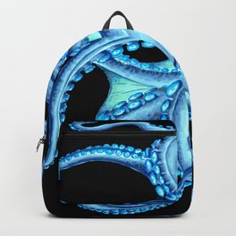 Blue Teal Octopus Tentacles Ink Black Nautical Marine Dance Backpack | Blueoctopus, Octopus, Sealife, Sharp, Kraken, Ink Pen, Octopuswallart, Funky, Drawing, Originaloctopusart 