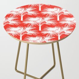 70’s Palm Springs Trees White on Red Side Table