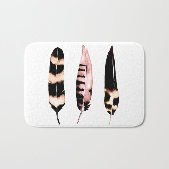 Feathers of Rose Gold Bath Mat