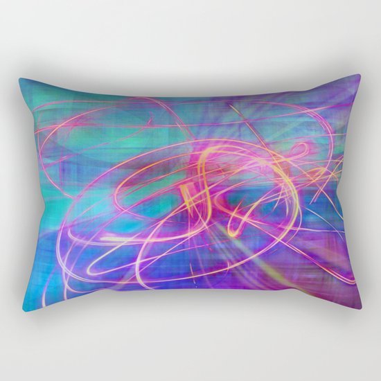 Electric Neon Swirls of Light Abstract Rectangular Pillow