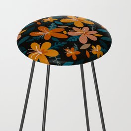Tropical Holiday Florals – Orange Counter Stool