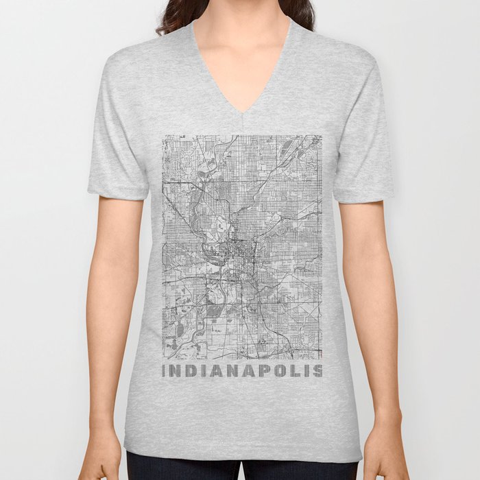 Indianapolis Map Line V Neck T Shirt