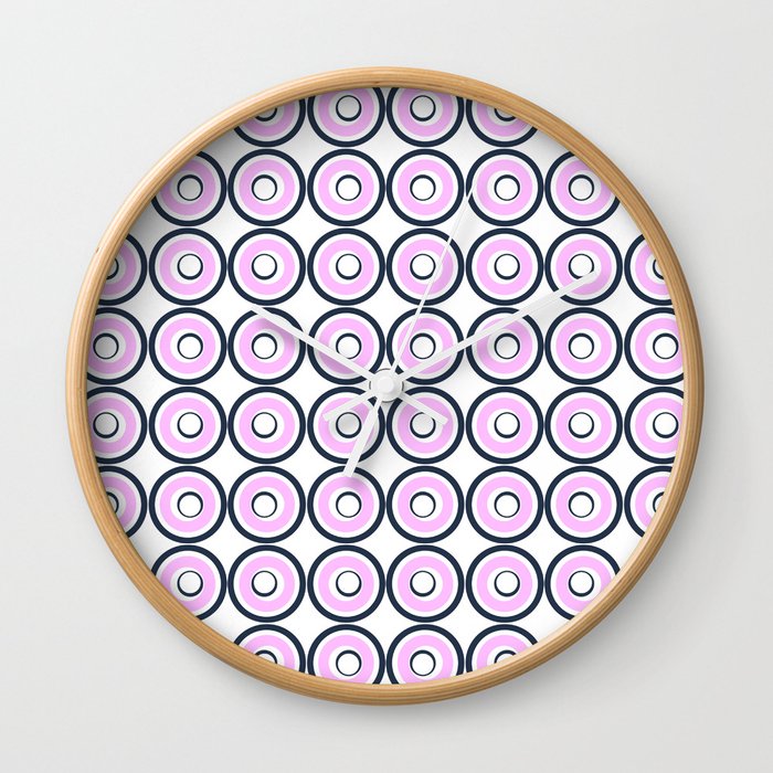 Retro Modern Abstract Pop Art Circles Pink Wall Clock