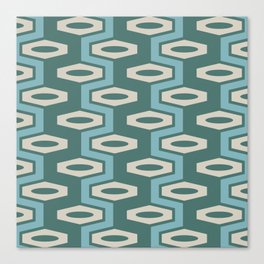 Atomic Geometric Pattern 253 Teal Green Blue and Beige Canvas Print