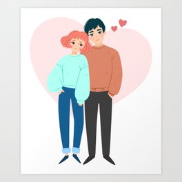 Young couple in love. Happy Valentine`s day Art Print