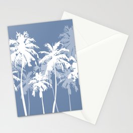Summer Vibes Retro Minimalistic Vintage Palm Tree Design on Blue Stationery Card