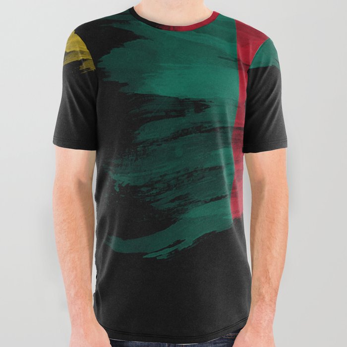 Cameroon flag brush stroke, national flag All Over Graphic Tee