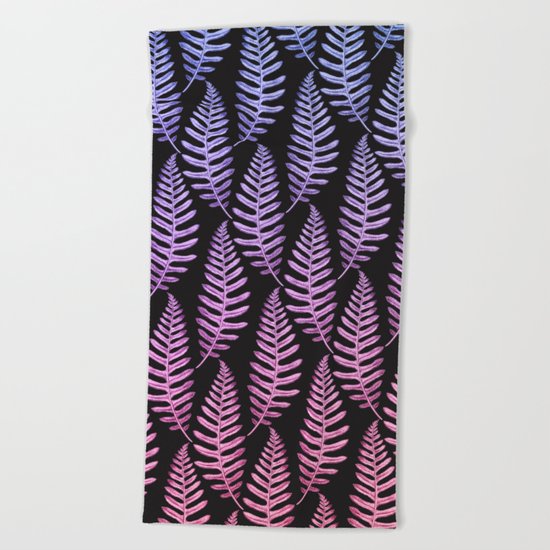Multi Color Leaves (Black) Beach Towel