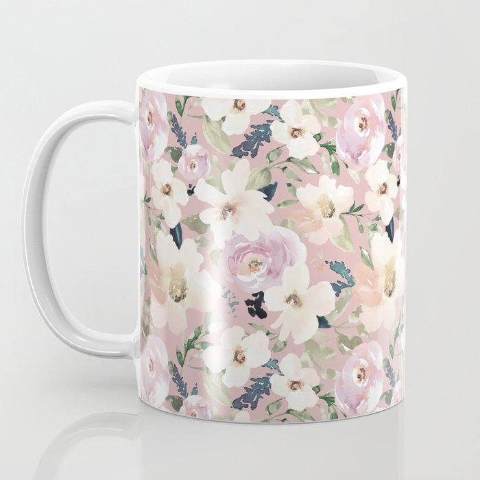 Spring Floral Glass Coffee Cup, Blush Wildflower Glass Iced Coffee Cup –  Papelillo Art Design
