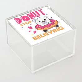 Cute Polar Bear Funny Animals In Donut Pink Acrylic Box