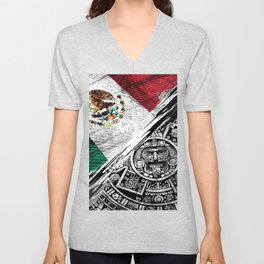 MEXICCAN AZTEC CROSS V Neck T Shirt