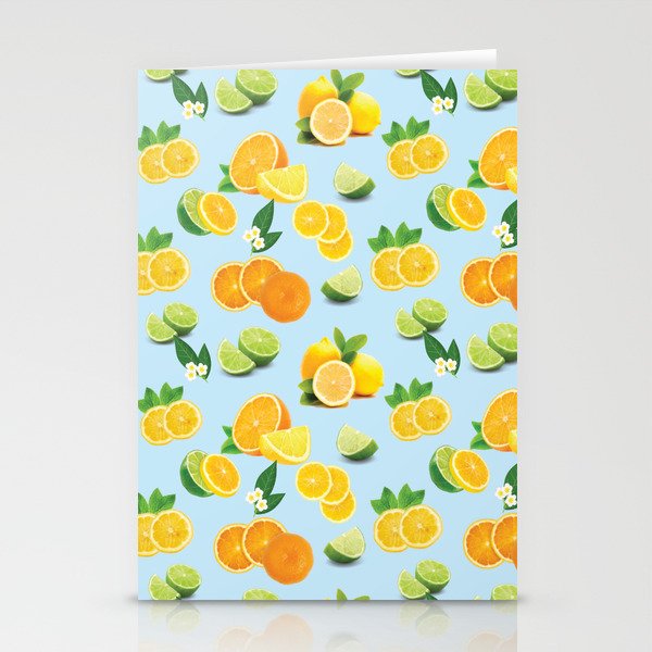 Citrus Fruits Orange Lemon Lime Repeat Pattern Stationery Cards