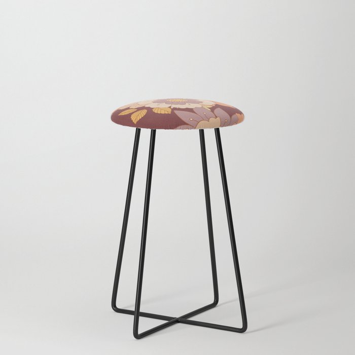 Warm Florals  Counter Stool