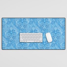 Fleur-de-lis pattern - gentle sky blue Desk Mat