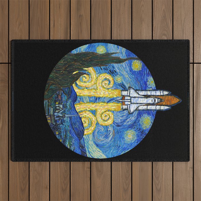 Starry Space Shuttle Outdoor Rug