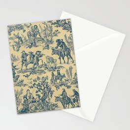 Sepia Blue Toile de Jouy Stationery Card