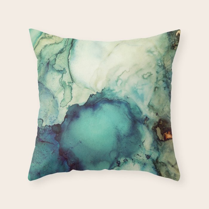 Teal Abstract Throw Pillow By Spacefrogdesigns Society6