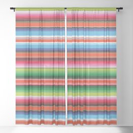  Multicolor Serape Saltillo Mexican sarape blanket zerape jorongo stripes zarape pattern Sheer Curtain