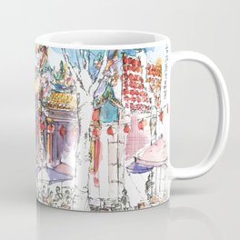 A famous temple and it traditional market in Taipei Coffee Mug