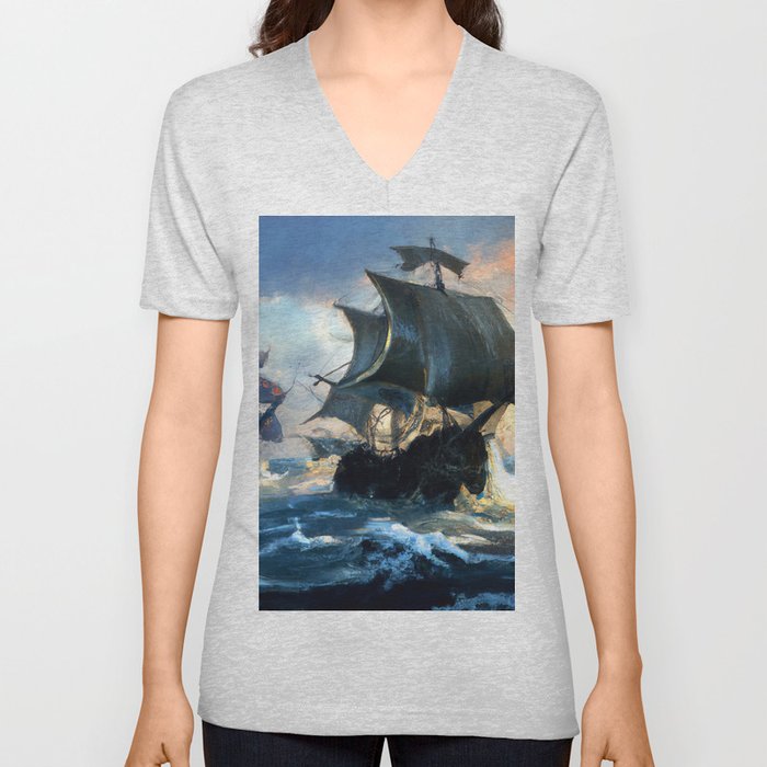 Battle on the High Seas V Neck T Shirt
