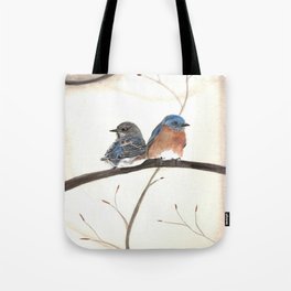 Bluebird Pair Watercolor Tote Bag