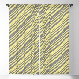 [ Thumbnail: Grey and Tan Colored Striped/Lined Pattern Blackout Curtain ]