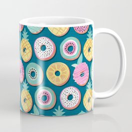 Undercover donuts // turquoise background pastel colors fruit donuts Mug