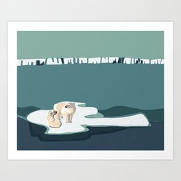 Polar bears on the ice Art Print