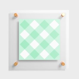 Mint Green Large Diagonal Gingham Pattern Floating Acrylic Print