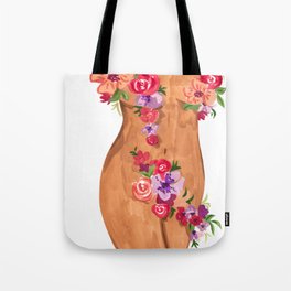 Figure with Flowers Tote Bag