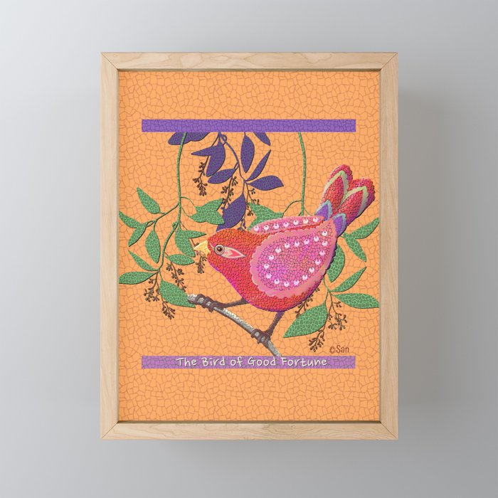 Bird Of Good Fortune Mosiac Art Framed Mini Art Print