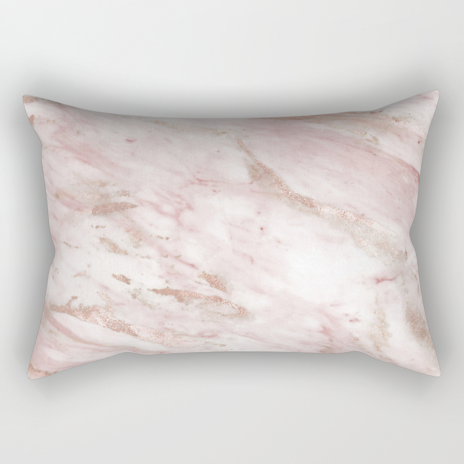 Pink Marble Rose Gold Accents Rectangular Pillow By Marbleco Society6