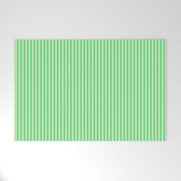 [ Thumbnail: Green & Tan Colored Lined Pattern Welcome Mat ]