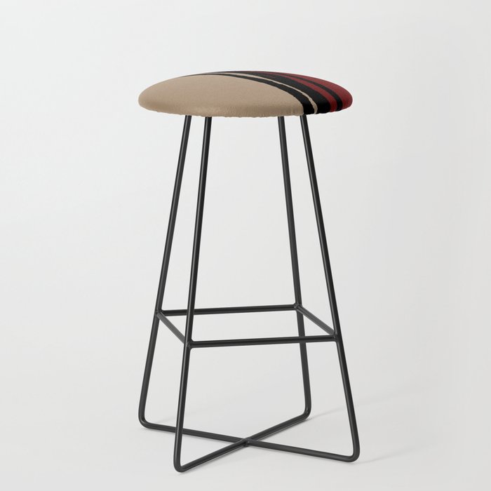 Abstract Line Art Black Red Brown Beige Bar Stool