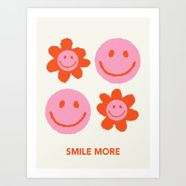 Smile More, Y2K Aesthetic Pixel Art  Art Print