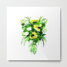 3 girasoles Metal Print | Yellow, Painting, Gree, Bouquet, Suflower, Green, Nature, Acuarela, Verde, Watercolor 