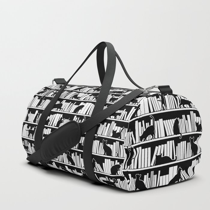 All I Need Is Books & Cats Bookish Book & Cat Lover Pattern Duffle Bag