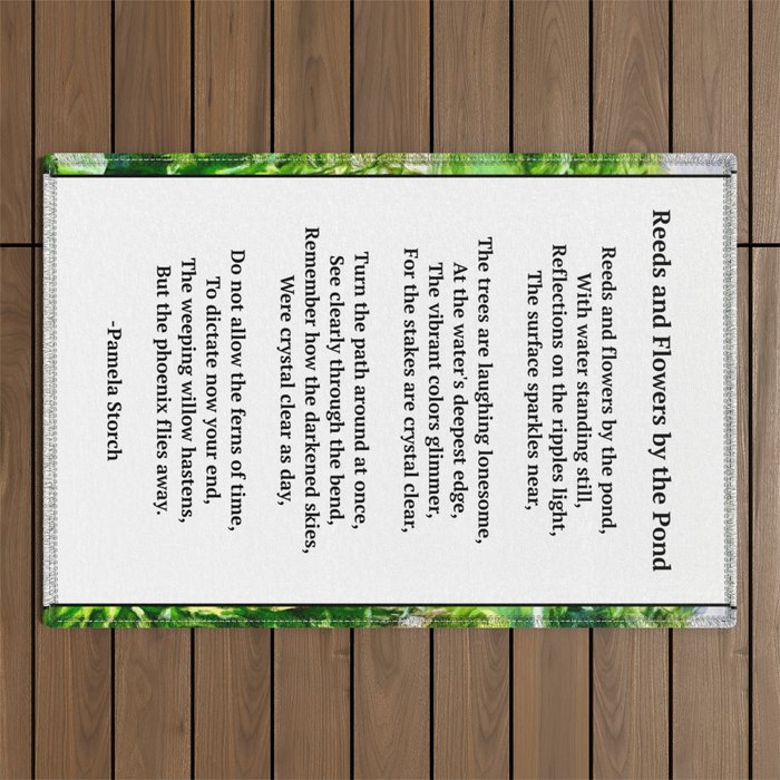 Reeds and Flowers by the Pond Poem Outdoor Rug