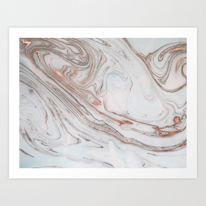 Rose Gold Marble Print Art Print By Annaleebeer Society6