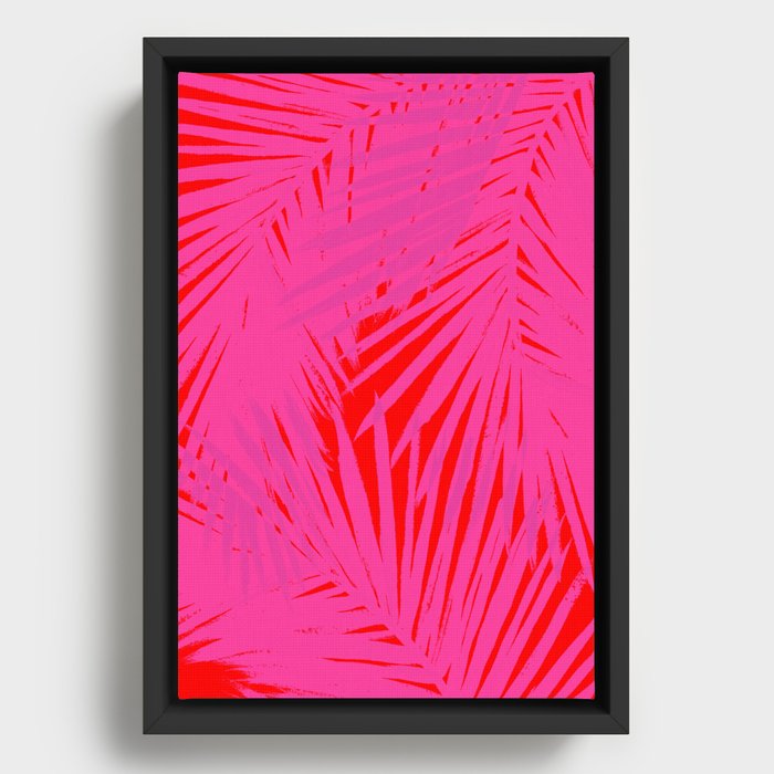 Palms Pink & Red Framed Canvas