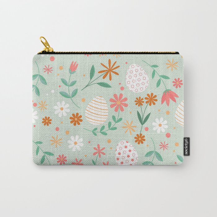 Happy Easter Egg Floral Collection Carry-All Pouch