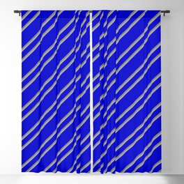 [ Thumbnail: Blue, Grey, and Dark Grey Colored Pattern of Stripes Blackout Curtain ]