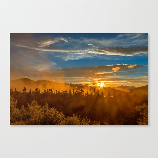 Misty Gold Mountain Sunset Canvas Print